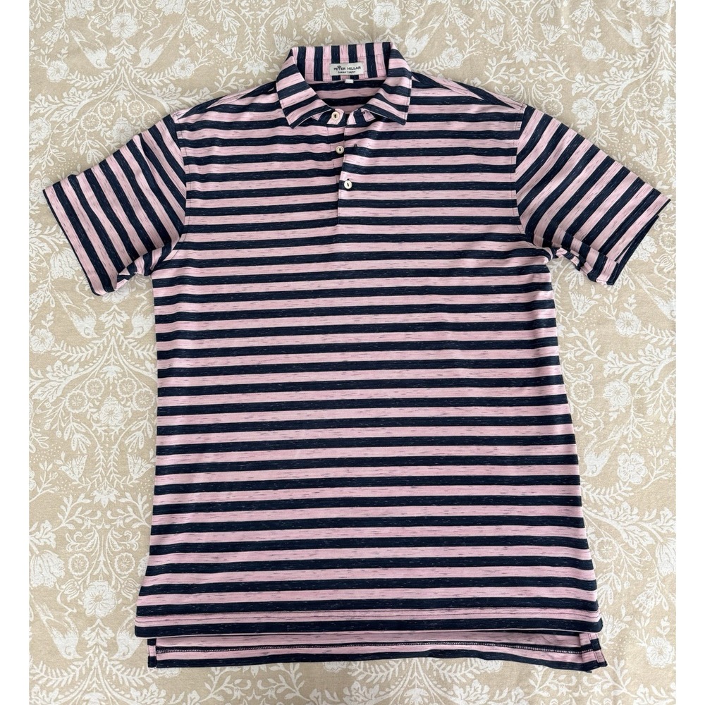 Peter Millar Summer Comfort Striped Golf Polo Shirt Mens Size M Blue Pink